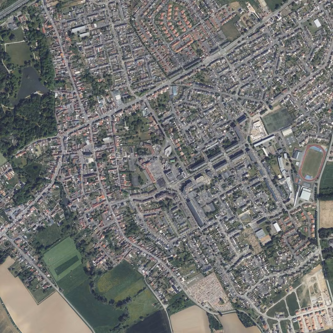 Douchy-les-Mines aujourd'hui, le centre vu du ciel