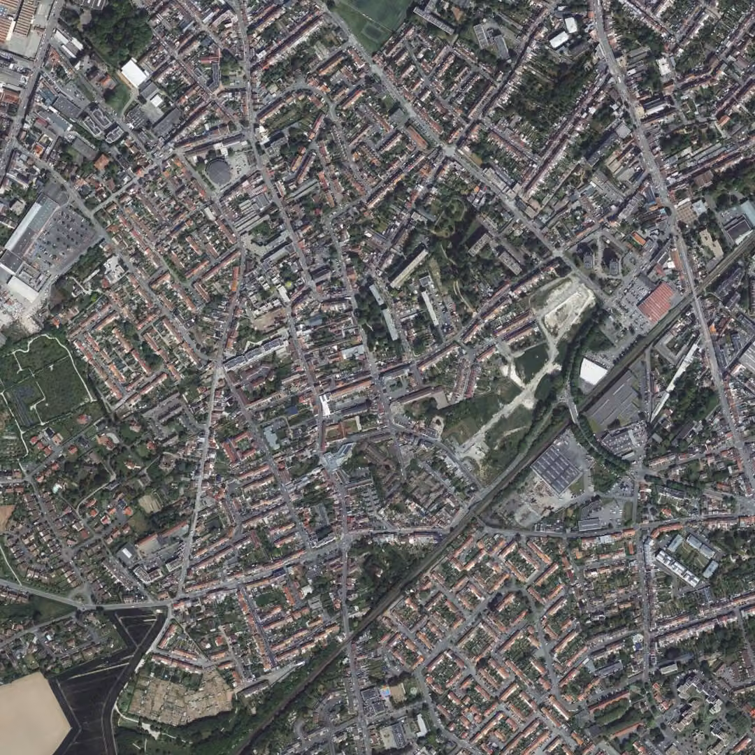 Faches-Thumesnil aujourd'hui, le centre vu du ciel