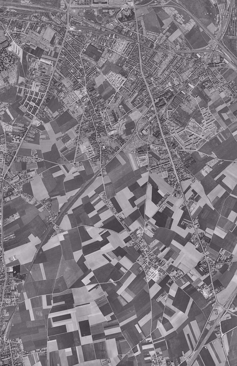 Faches-Thumesnil en 1957, le territoire vu du ciel, au même cadrage
