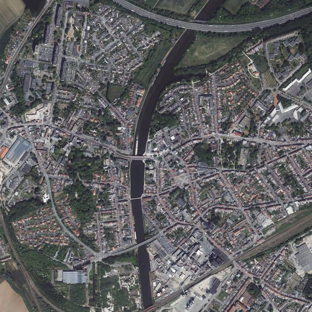 Haubourdin aujourd'hui, le centre vu du ciel