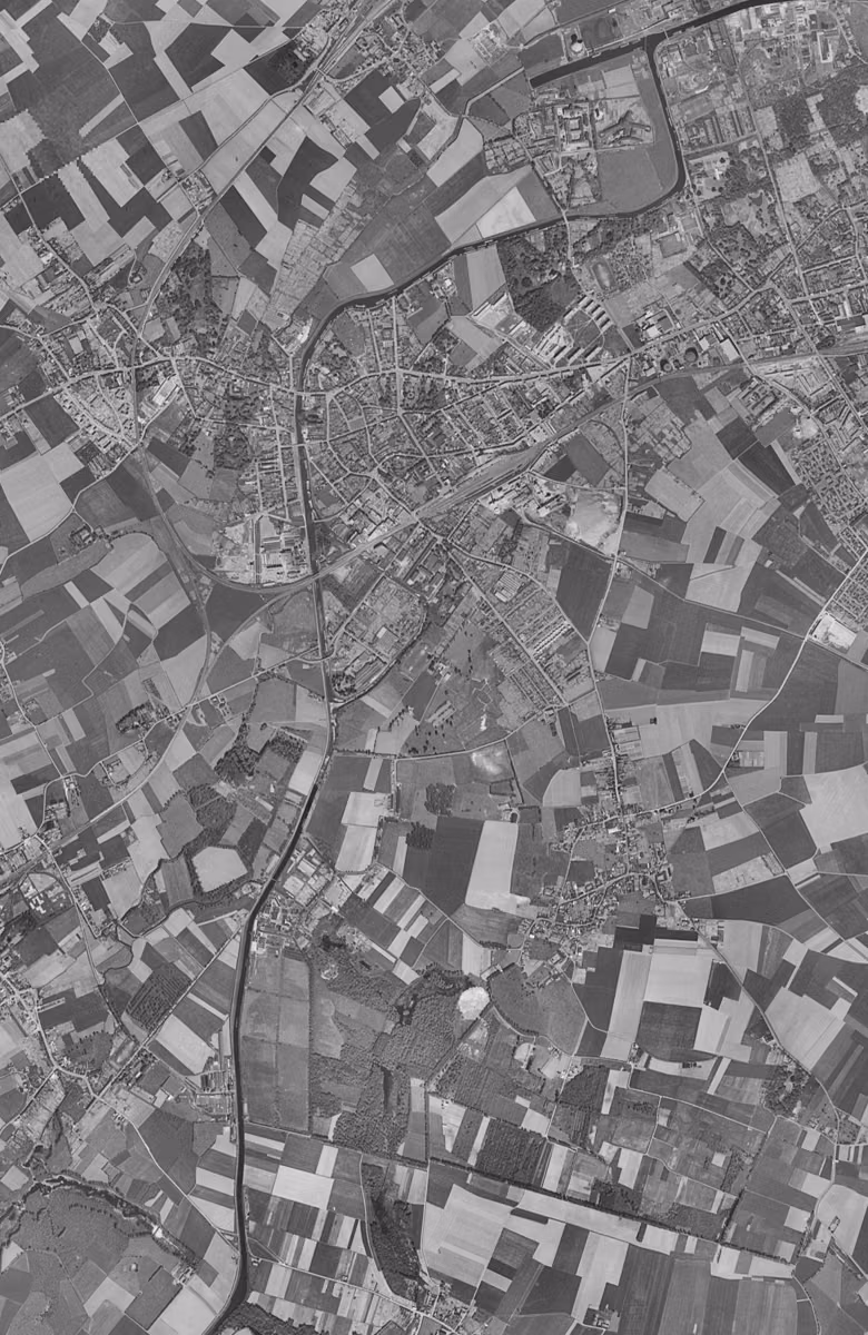 Haubourdin en 1957, le territoire vu du ciel, au même cadrage