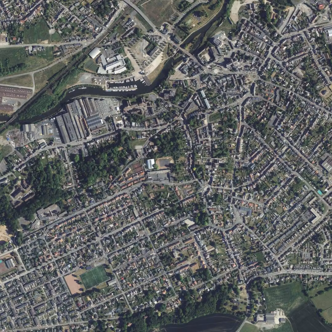Hautmont aujourd'hui, le centre vu du ciel