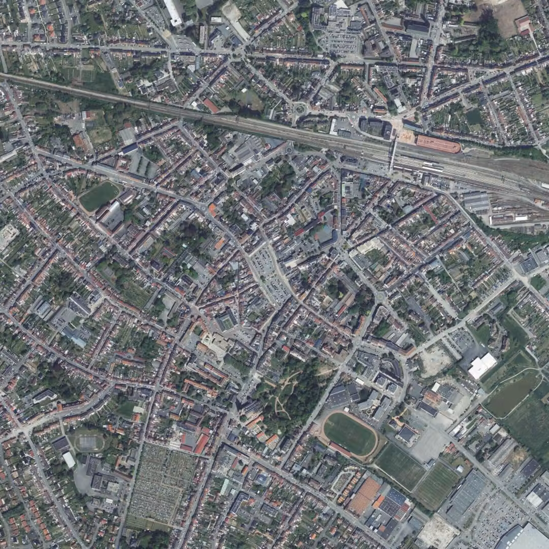 Hazebrouck aujourd'hui, le centre vu du ciel