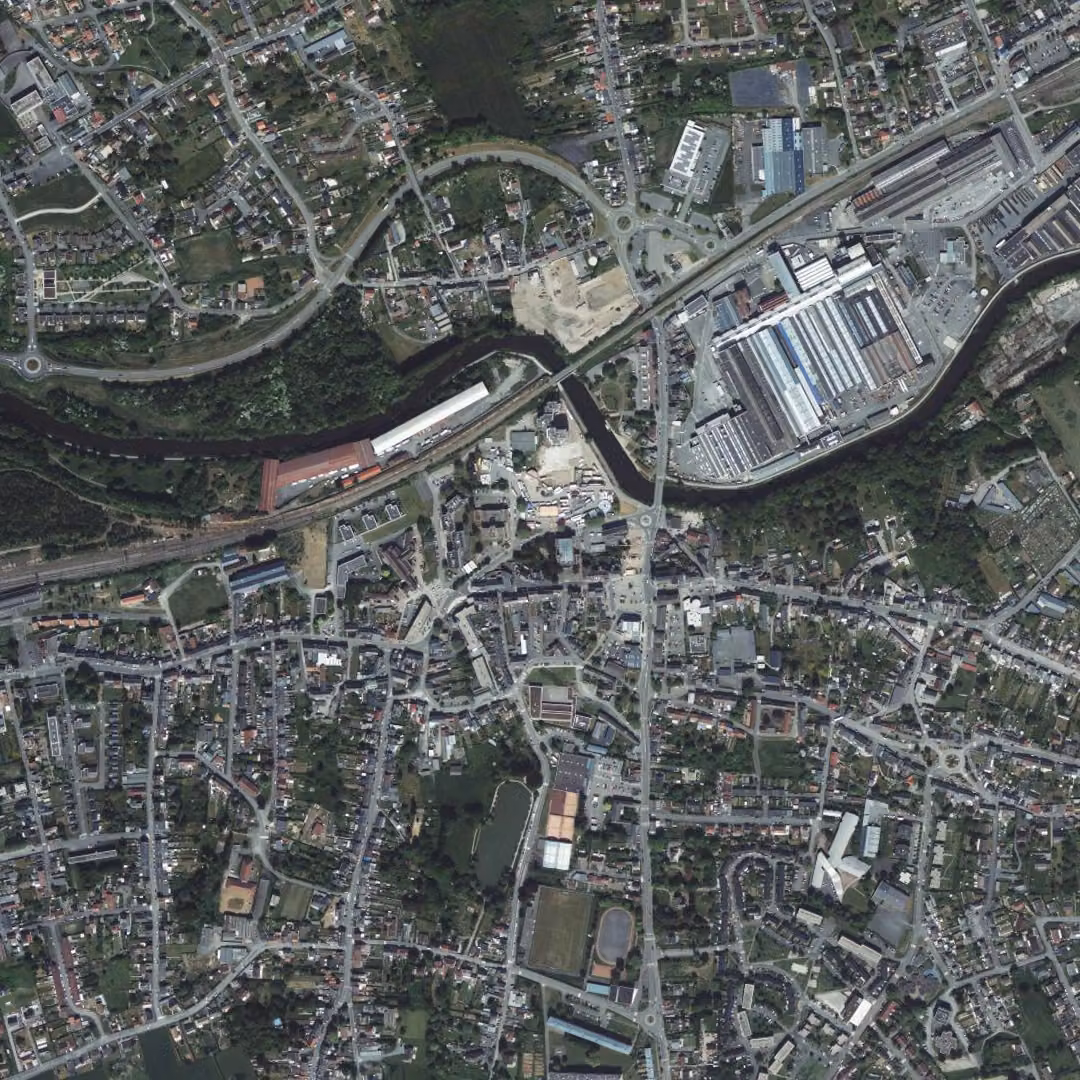 Jeumont aujourd'hui, le centre vu du ciel