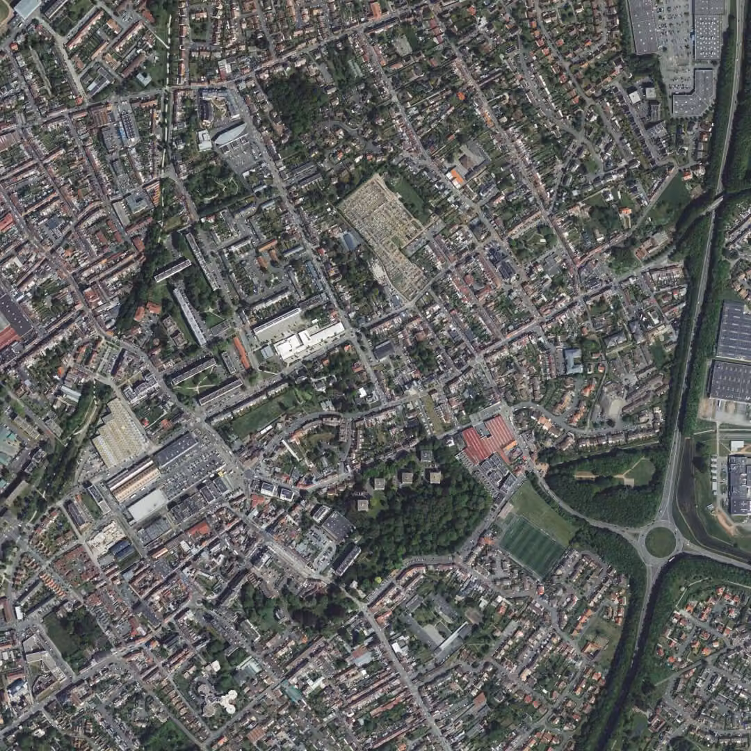 Lys-lez-Lannoy aujourd'hui, le centre vu du ciel