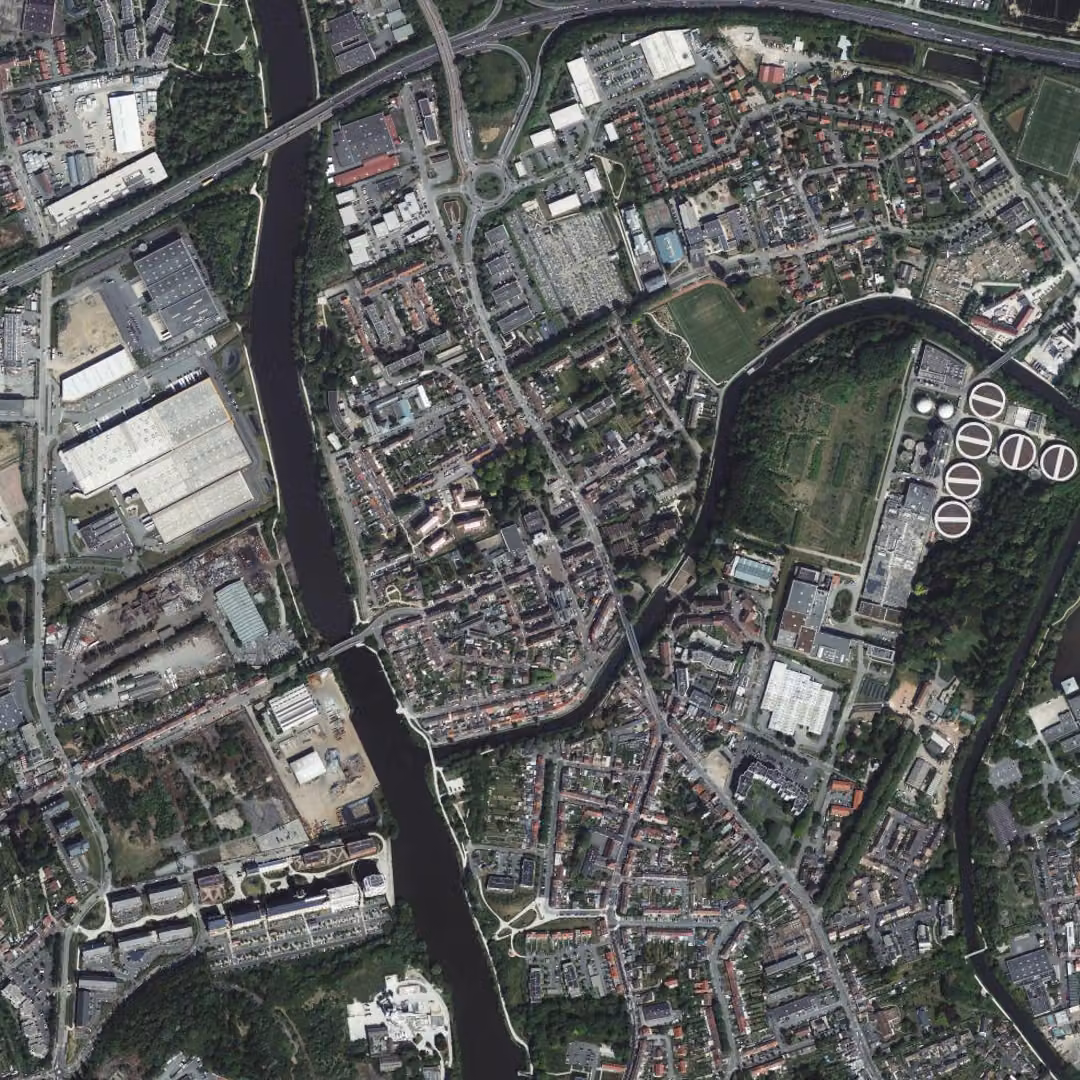Marquette-lez-Lille aujourd'hui, le centre vu du ciel