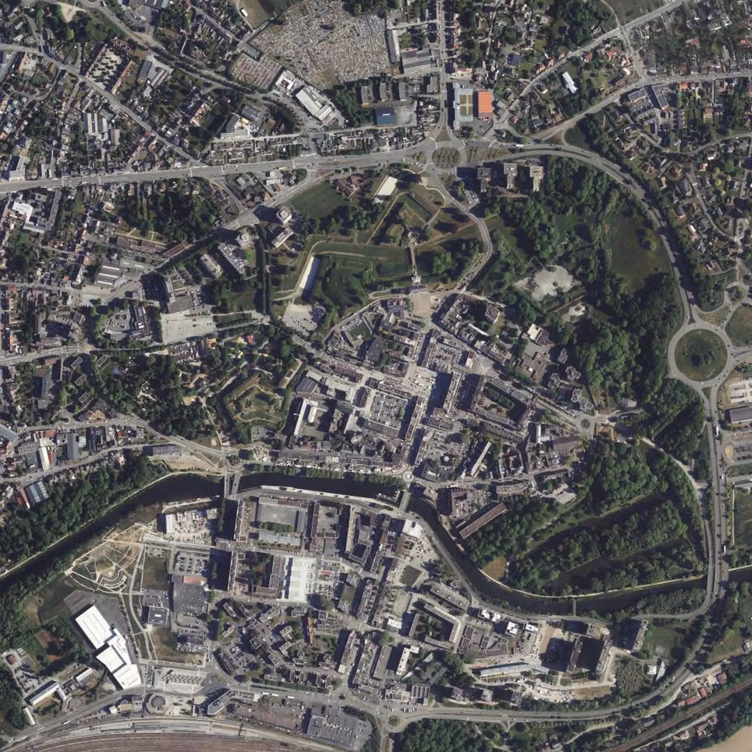 Maubeuge aujourd'hui, le centre vu du ciel