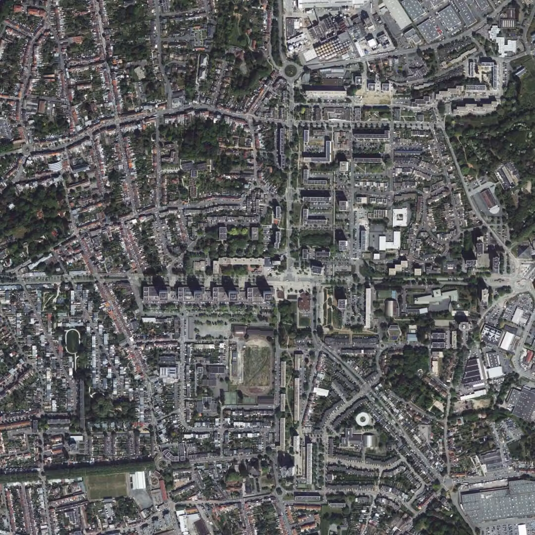 Mons-en-Barœul aujourd'hui, le centre vu du ciel