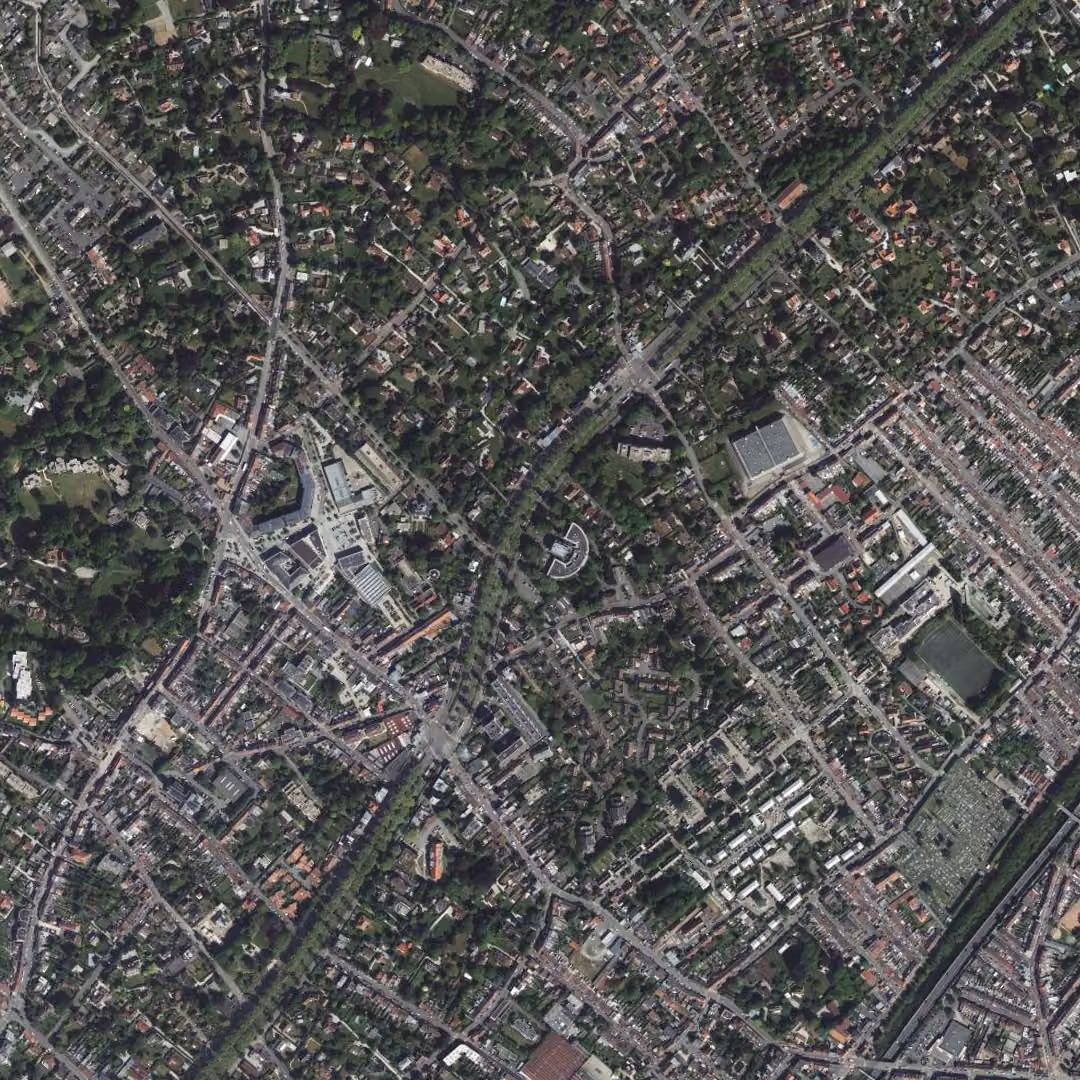 Mouvaux aujourd'hui, le centre vu du ciel