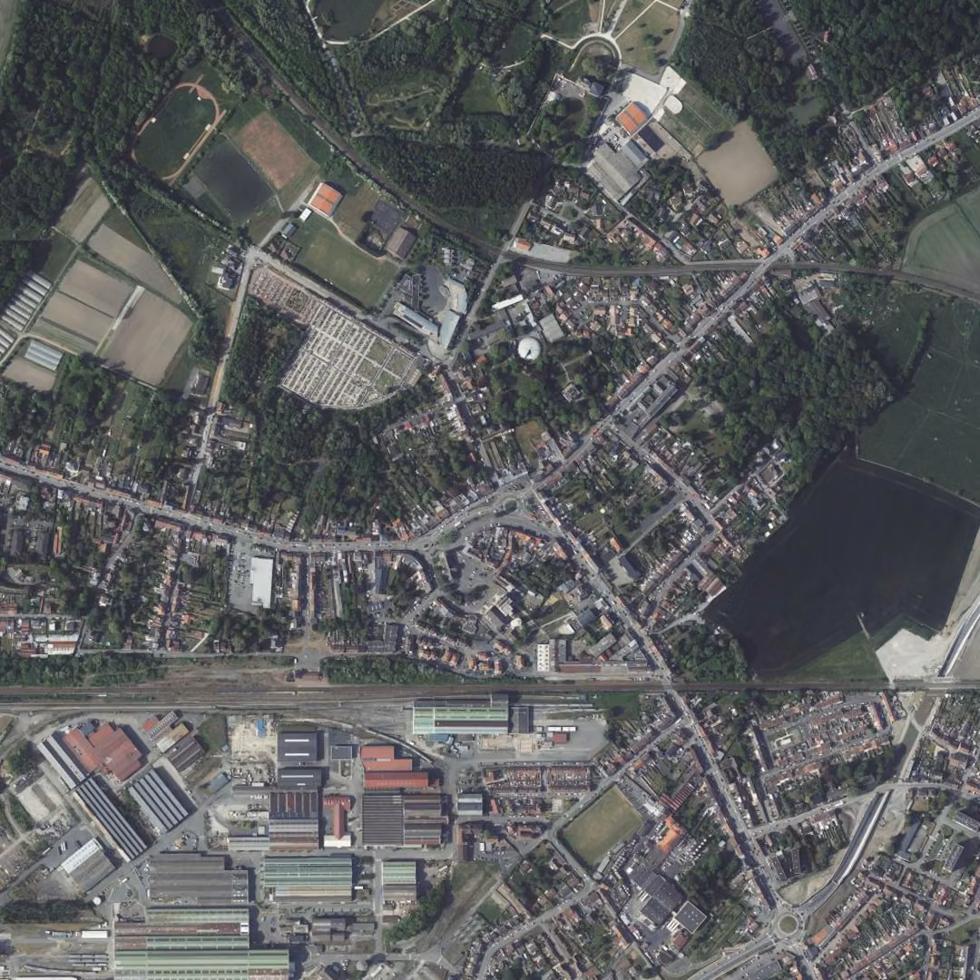Raismes aujourd'hui, le centre vu du ciel