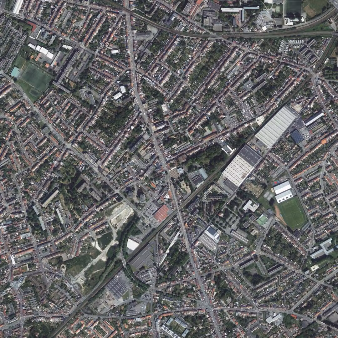 Ronchin aujourd'hui, le centre vu du ciel