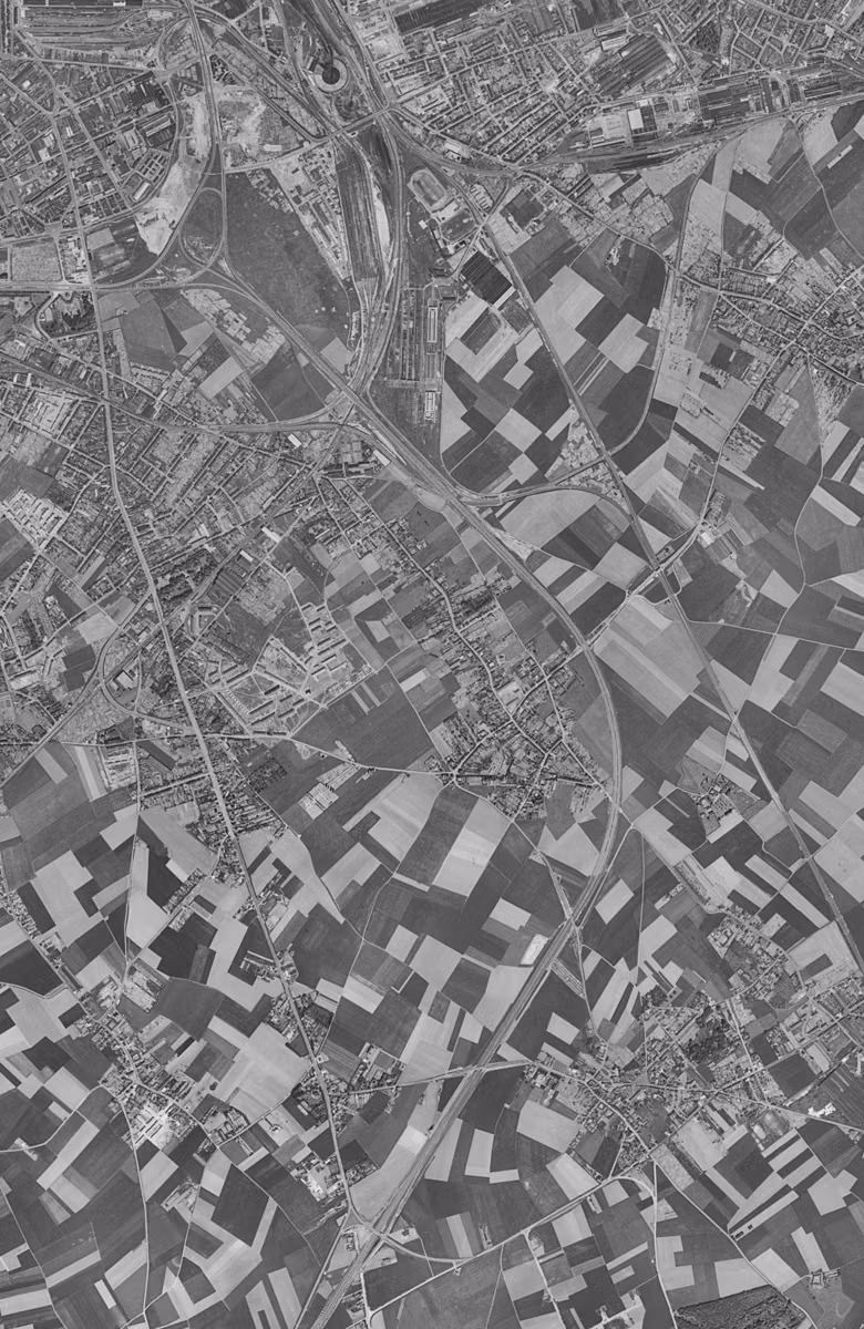 Ronchin en 1957, le territoire vu du ciel, au même cadrage