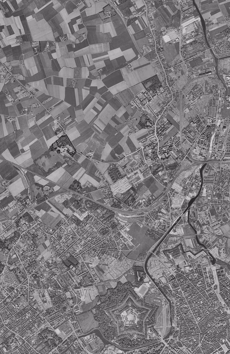 Saint-André-lez-Lille en 1957, le territoire vu du ciel, au même cadrage
