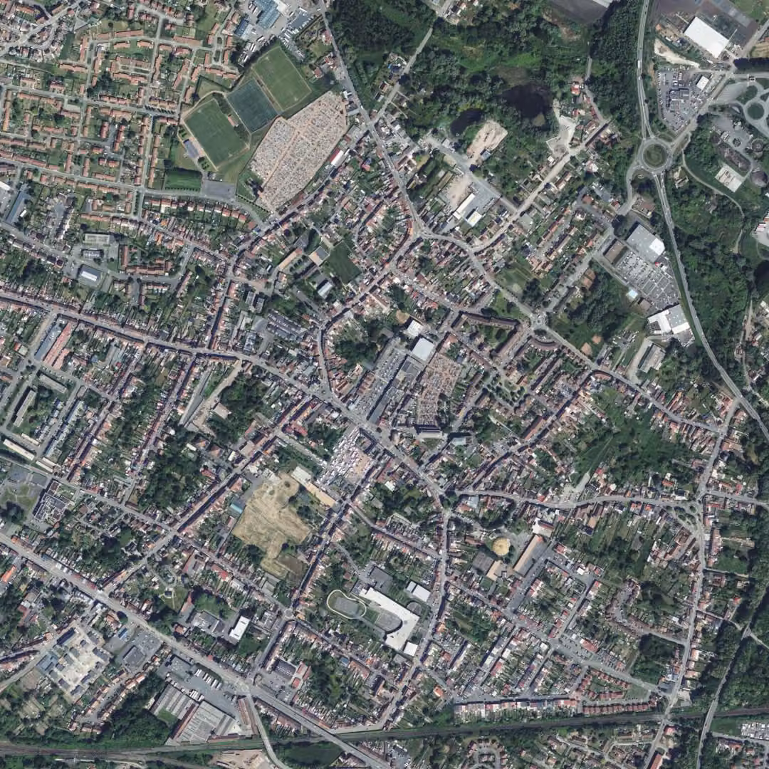 Sin-le-Noble aujourd'hui, le centre vu du ciel