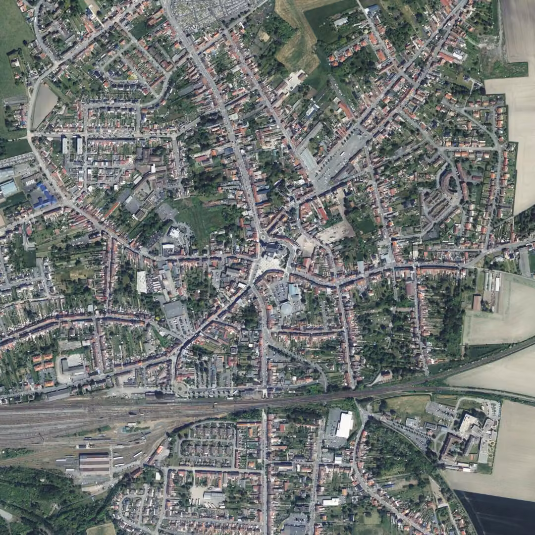Somain aujourd'hui, le centre vu du ciel