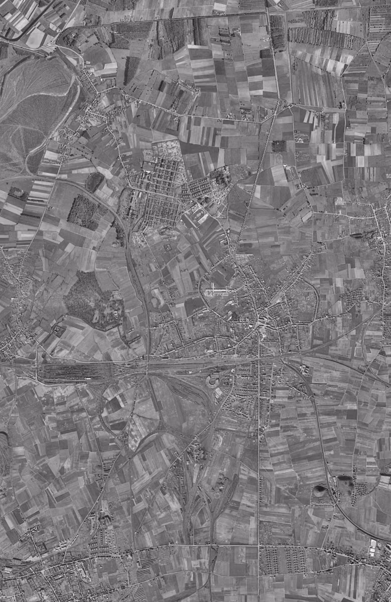 Somain en 1957, le territoire vu du ciel, au même cadrage