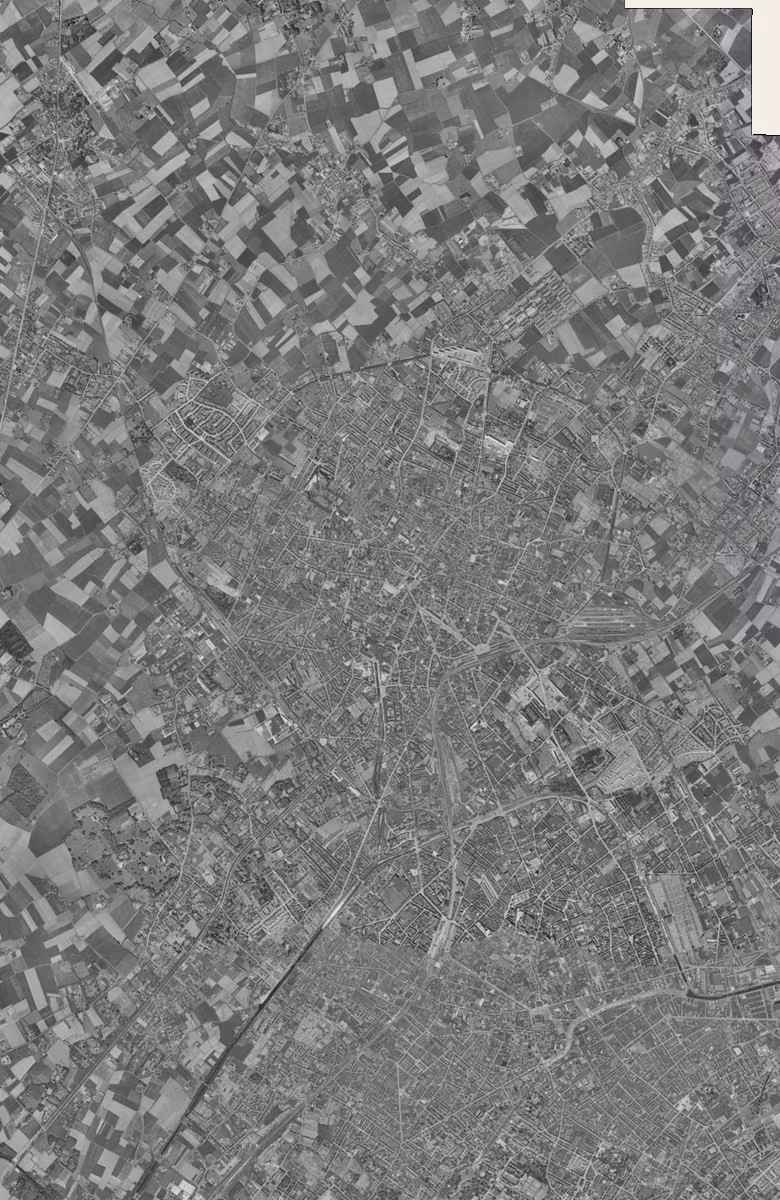 Tourcoing en 1957, le territoire vu du ciel, au même cadrage