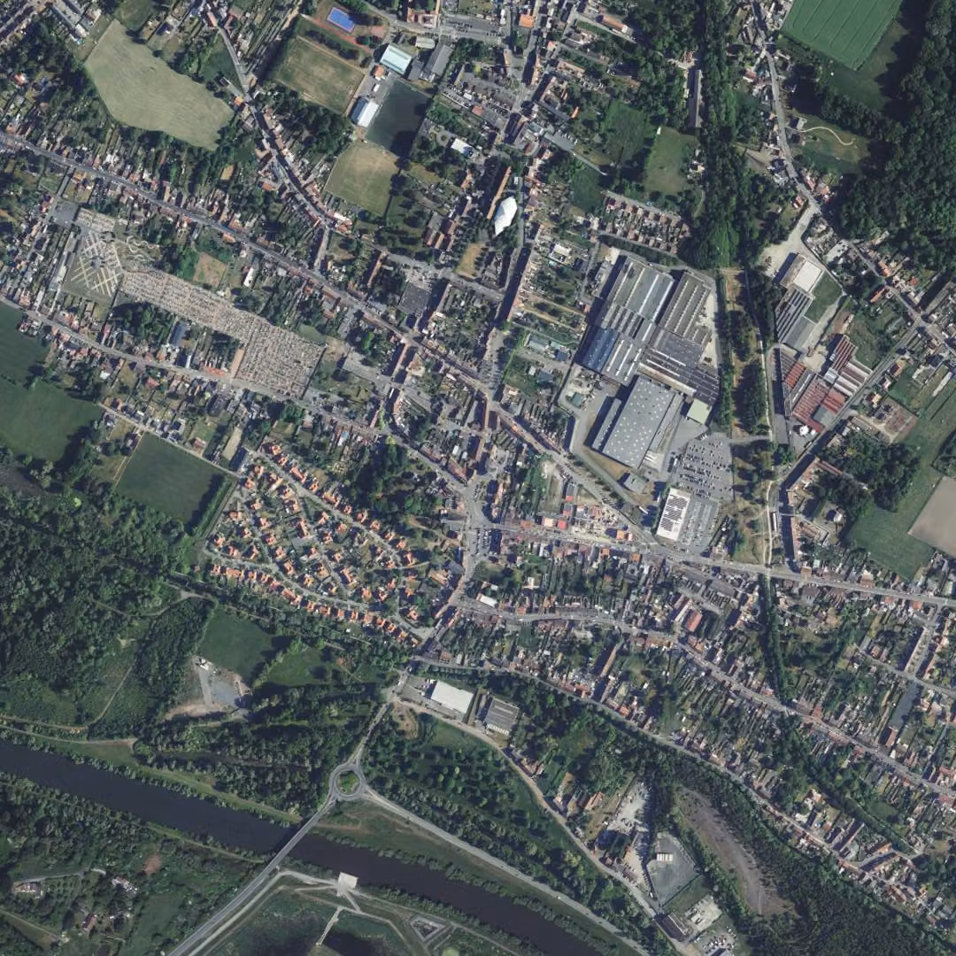 Vieux-Condé aujourd'hui, le centre vu du ciel