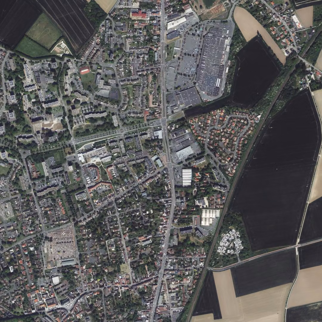 Wattignies aujourd'hui, le centre vu du ciel