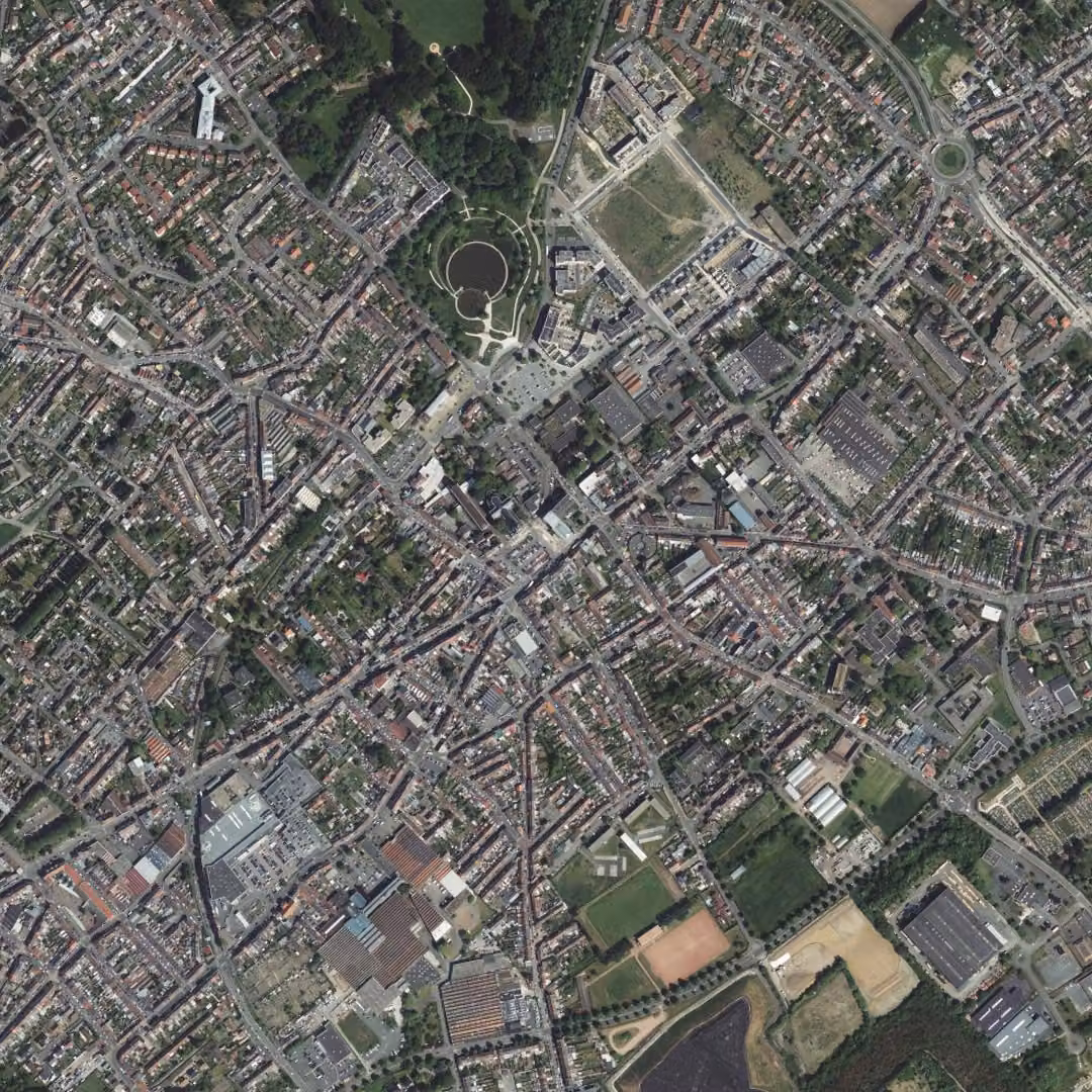 Wattrelos aujourd'hui, le centre vu du ciel