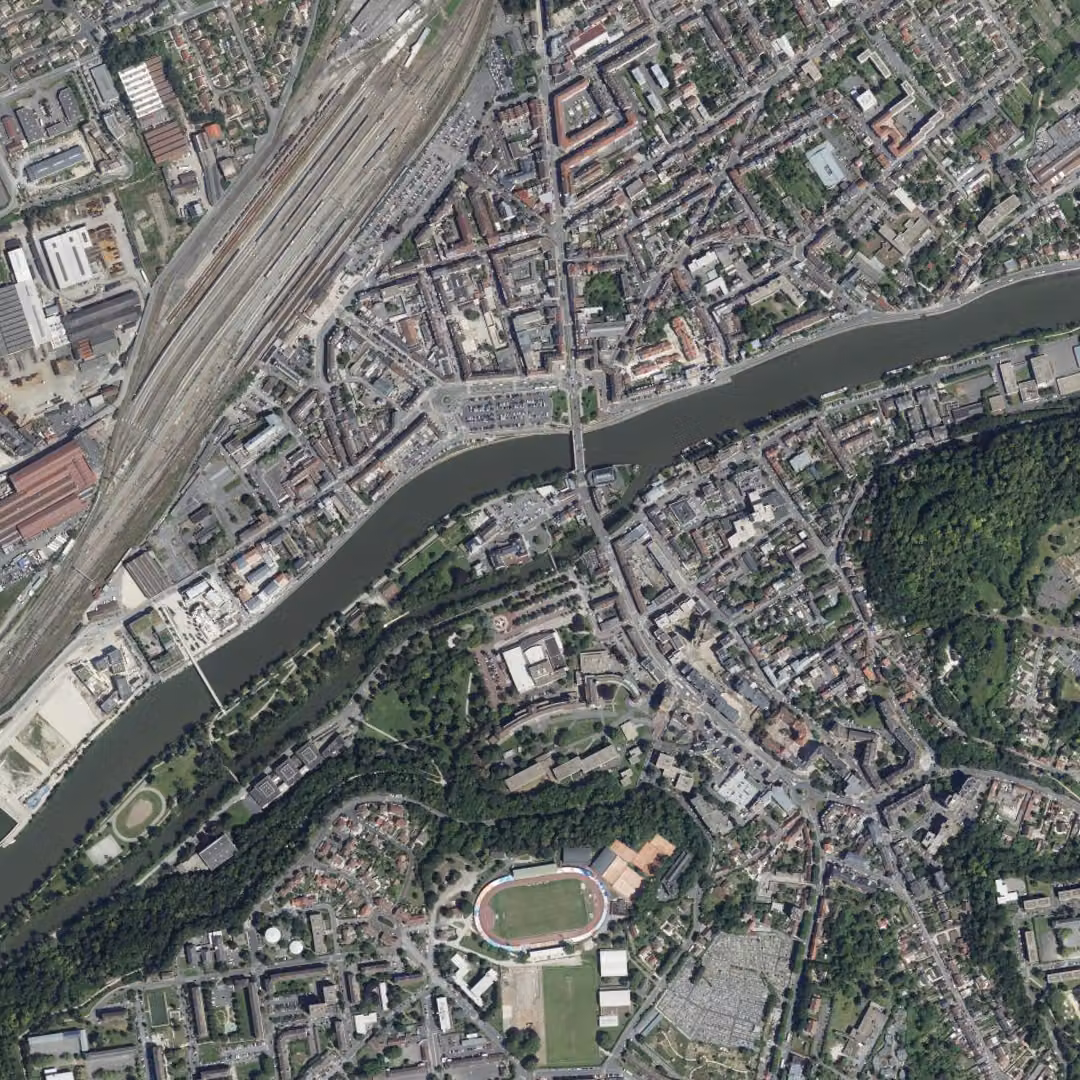 Creil aujourd'hui, le centre vu du ciel