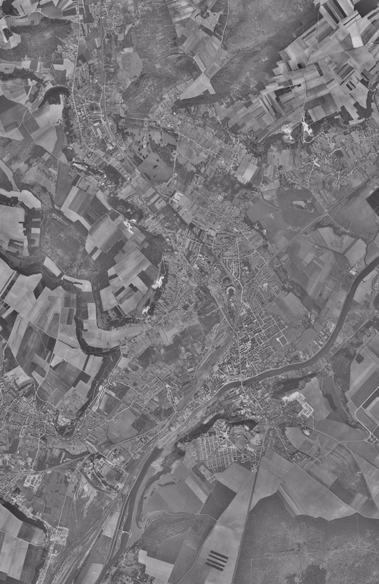 Nogent-sur-Oise en 1955, le territoire vu du ciel, au même cadrage