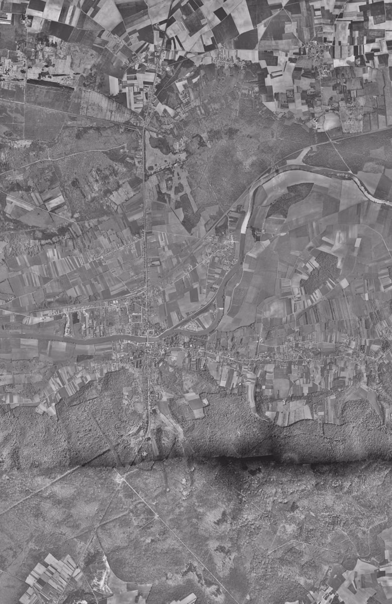 Pont-Sainte-Maxence en 1951, le territoire vu du ciel, au même cadrage