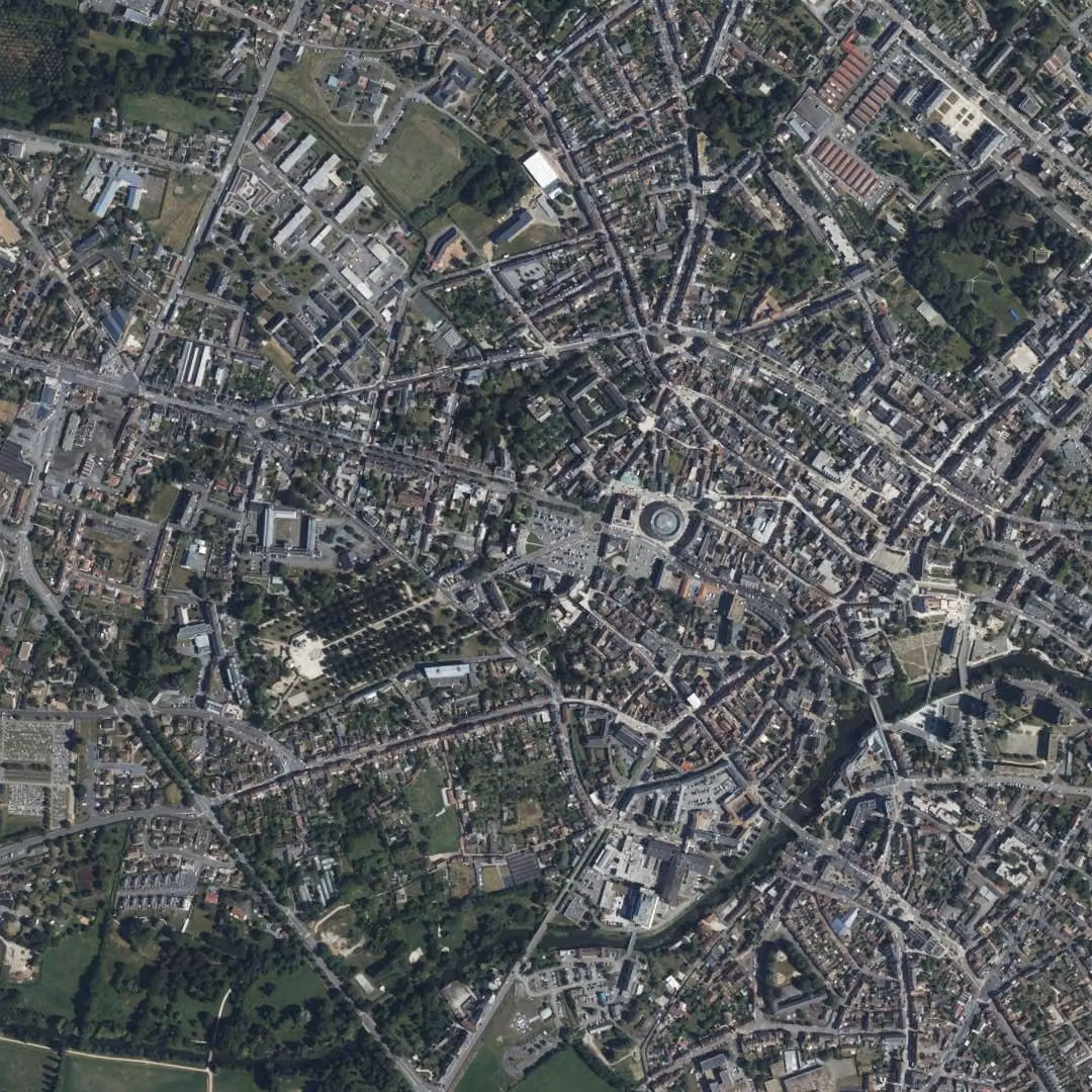 Alençon aujourd'hui, le centre vu du ciel