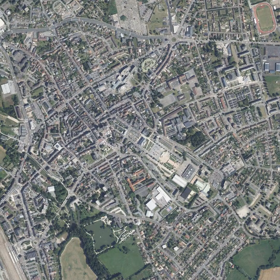 Argentan aujourd'hui, le centre vu du ciel