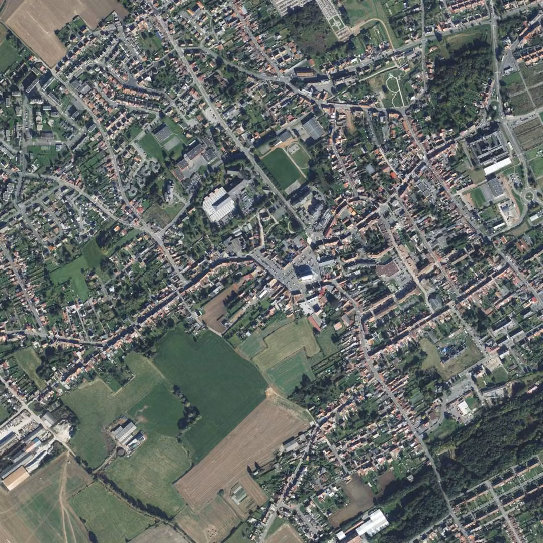 Auchel aujourd'hui, le centre vu du ciel