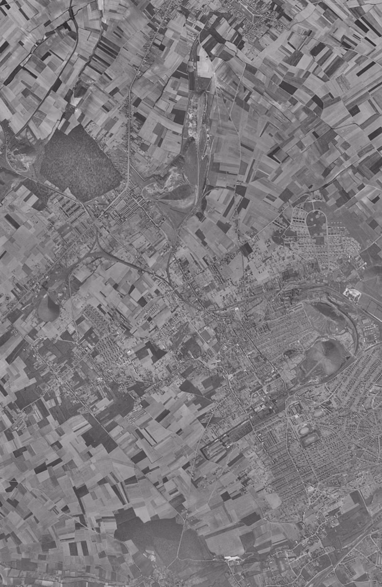 Auchel en 1955, le territoire vu du ciel, au même cadrage