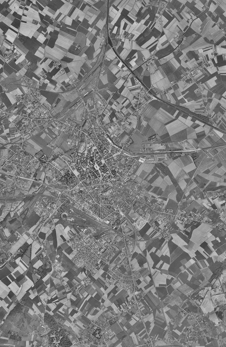 Béthune en 1957, le territoire vu du ciel, au même cadrage