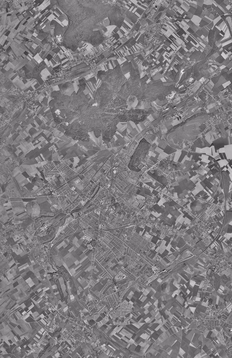 Bruay-la-Buissière en 1957, le territoire vu du ciel, au même cadrage