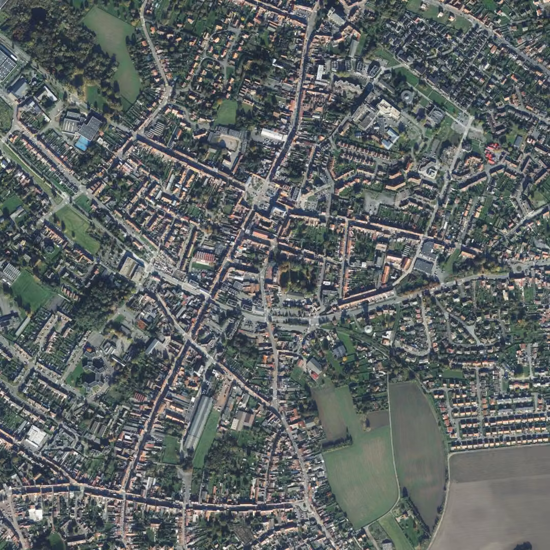 Carvin aujourd'hui, le centre vu du ciel
