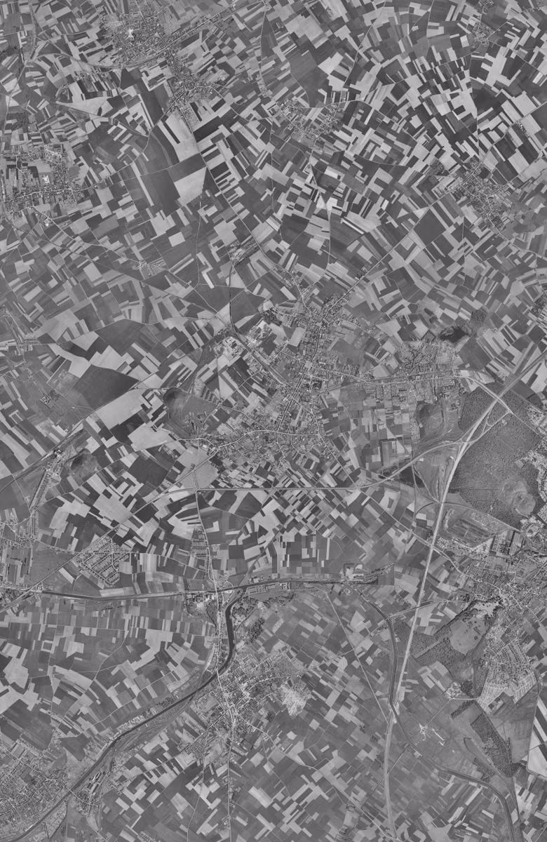 Carvin en 1957, le territoire vu du ciel, au même cadrage