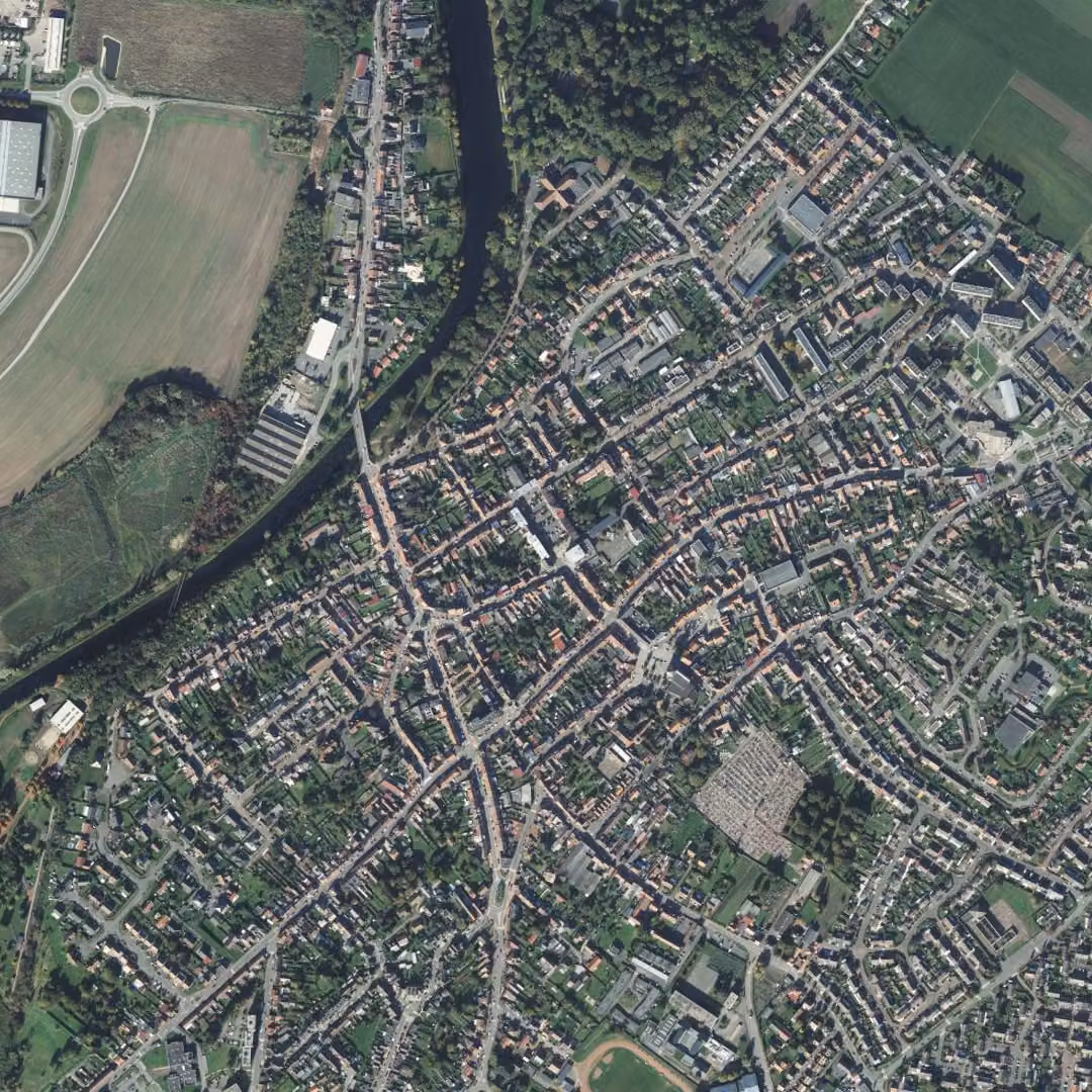 Courrières aujourd'hui, le centre vu du ciel