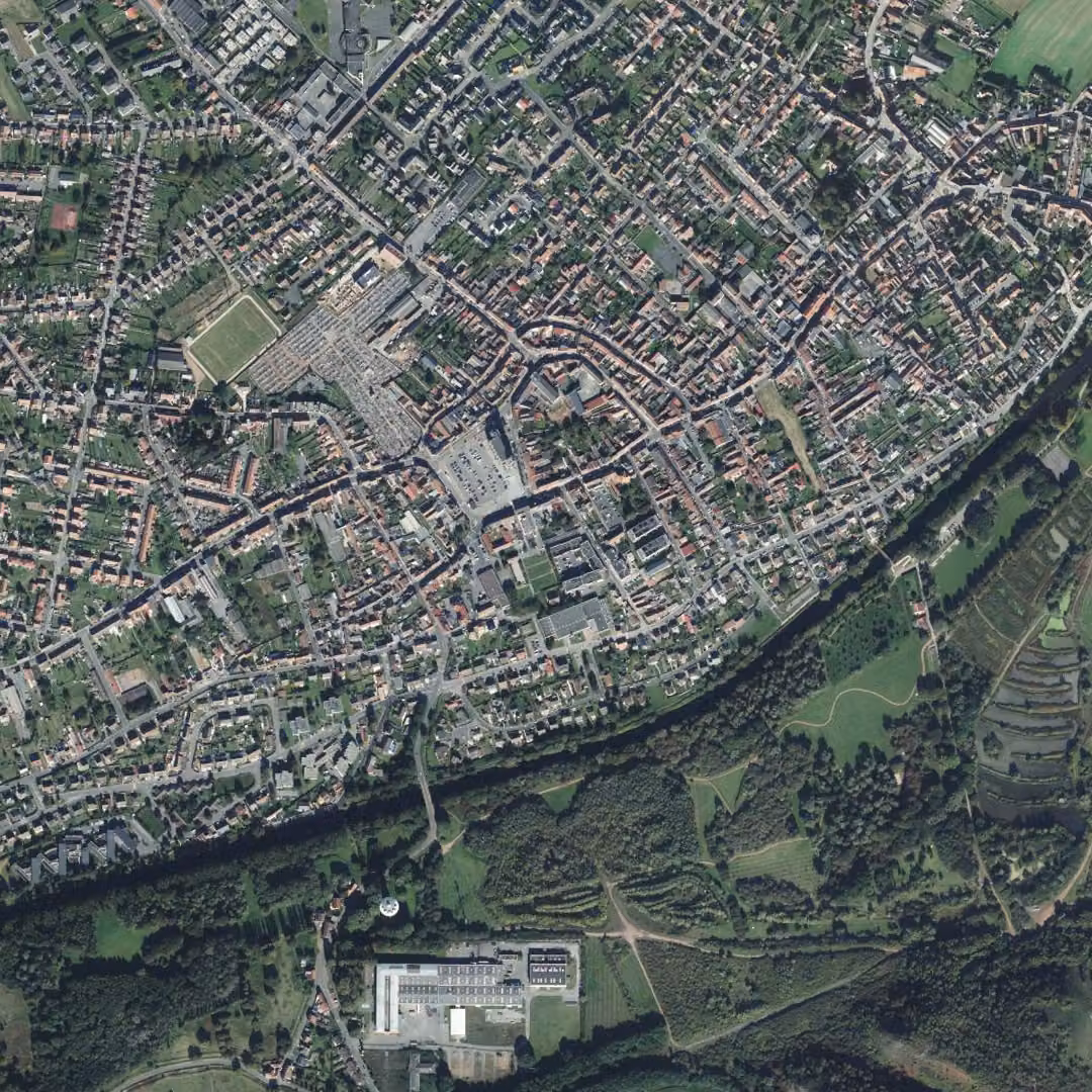 Harnes aujourd'hui, le centre vu du ciel