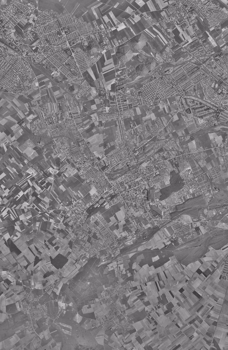 Liévin en 1957, le territoire vu du ciel, au même cadrage