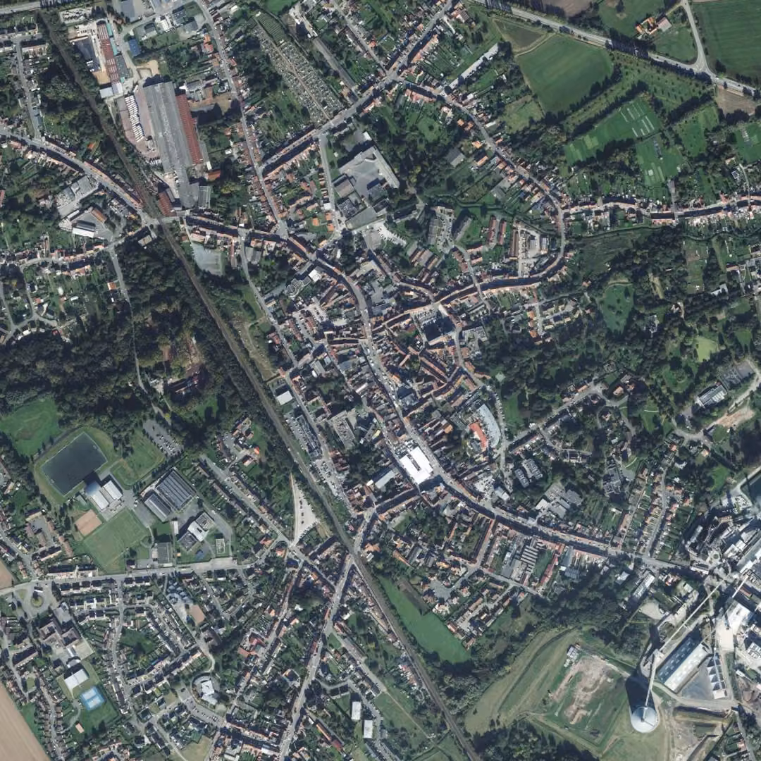 Lillers aujourd'hui, le centre vu du ciel