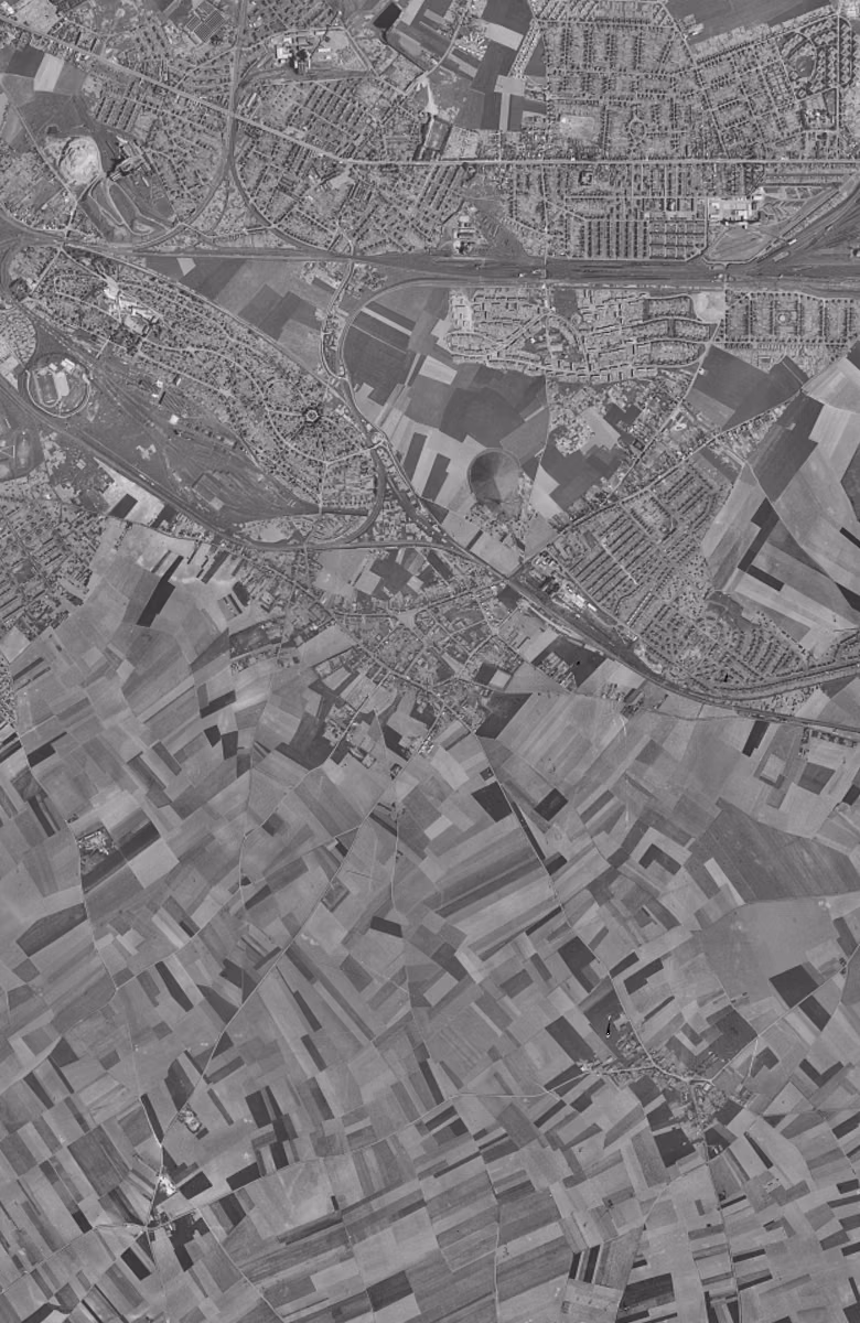 Méricourt en 1955, le territoire vu du ciel, au même cadrage