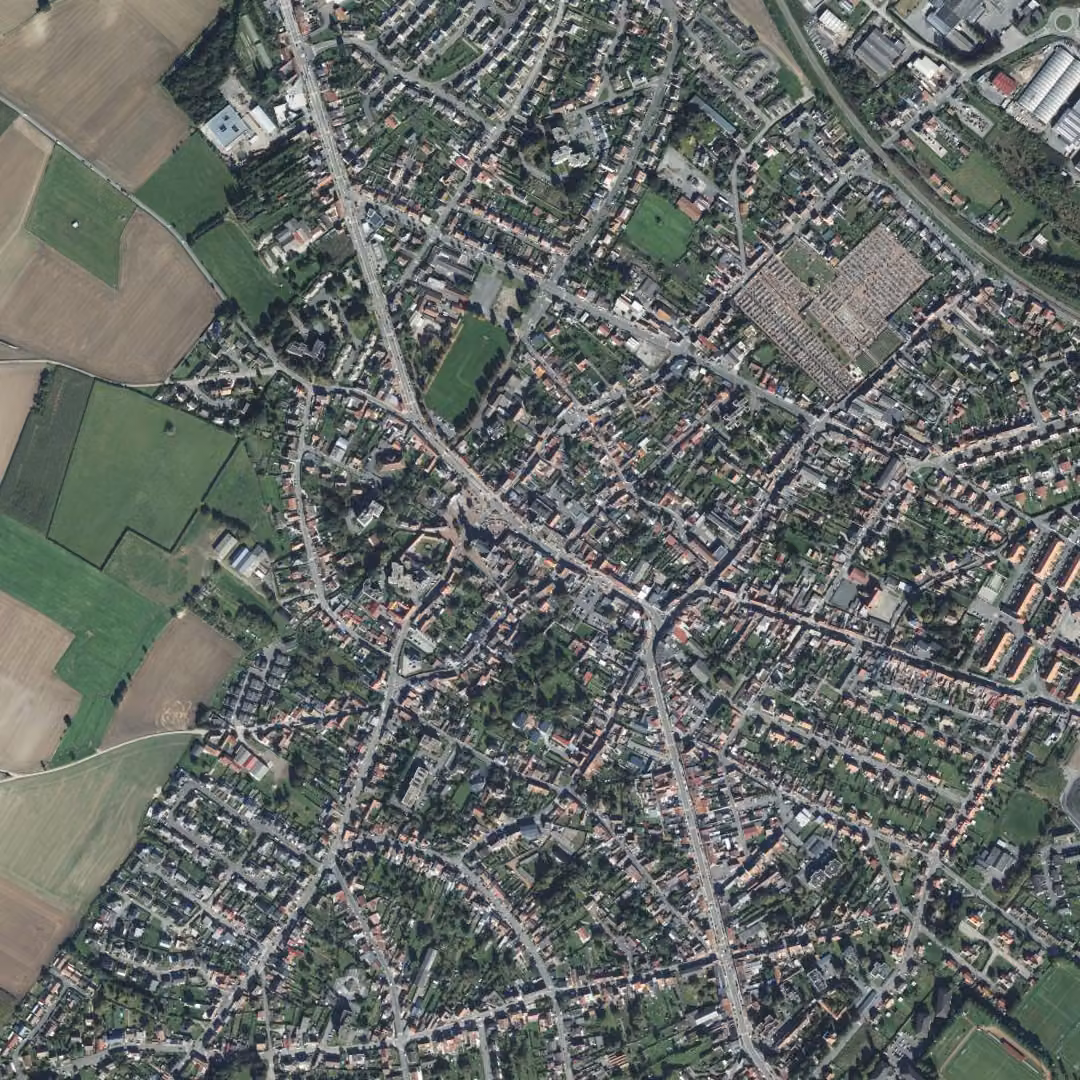 Nœux-les-Mines aujourd'hui, le centre vu du ciel