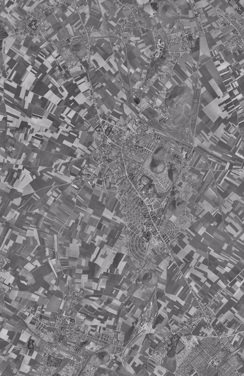 Nœux-les-Mines en 1957, le territoire vu du ciel, au même cadrage