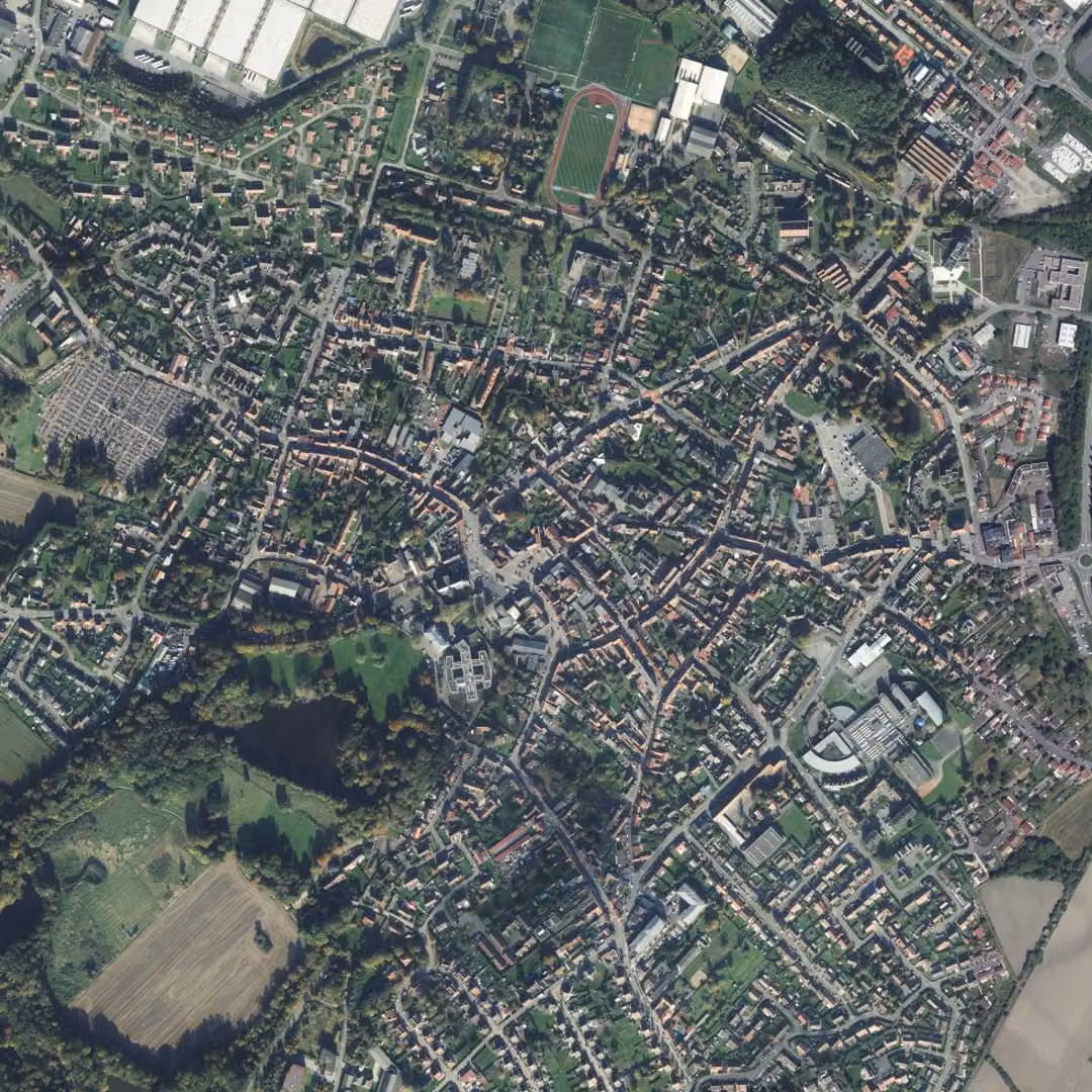 Oignies aujourd'hui, le centre vu du ciel