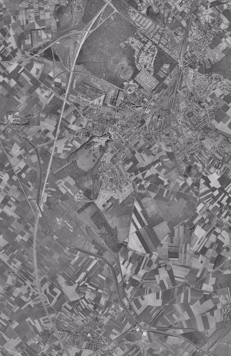 Oignies en 1957, le territoire vu du ciel, au même cadrage