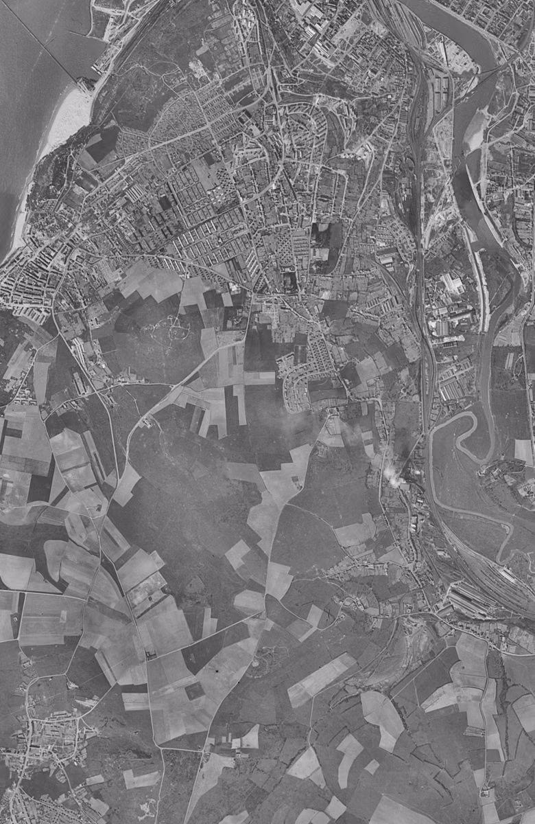 Outreau en 1955, le territoire vu du ciel, au même cadrage