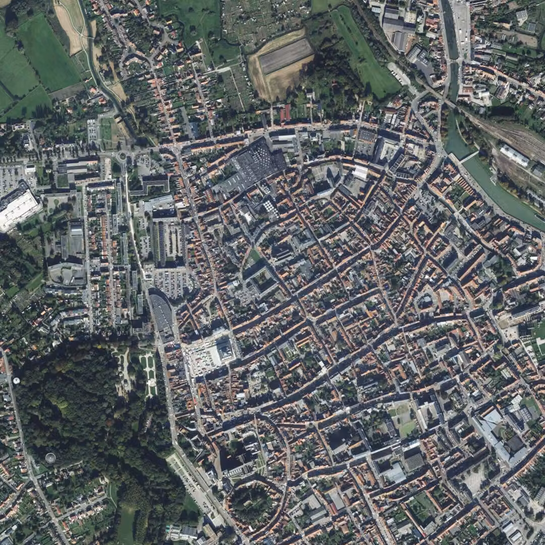 Saint-Omer aujourd'hui, le centre vu du ciel