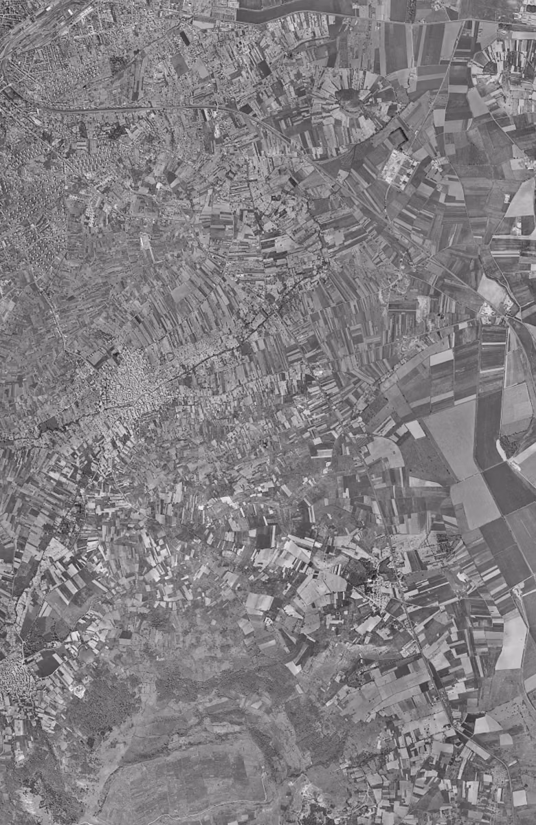 Aubière en 1954, le territoire vu du ciel, au même cadrage
