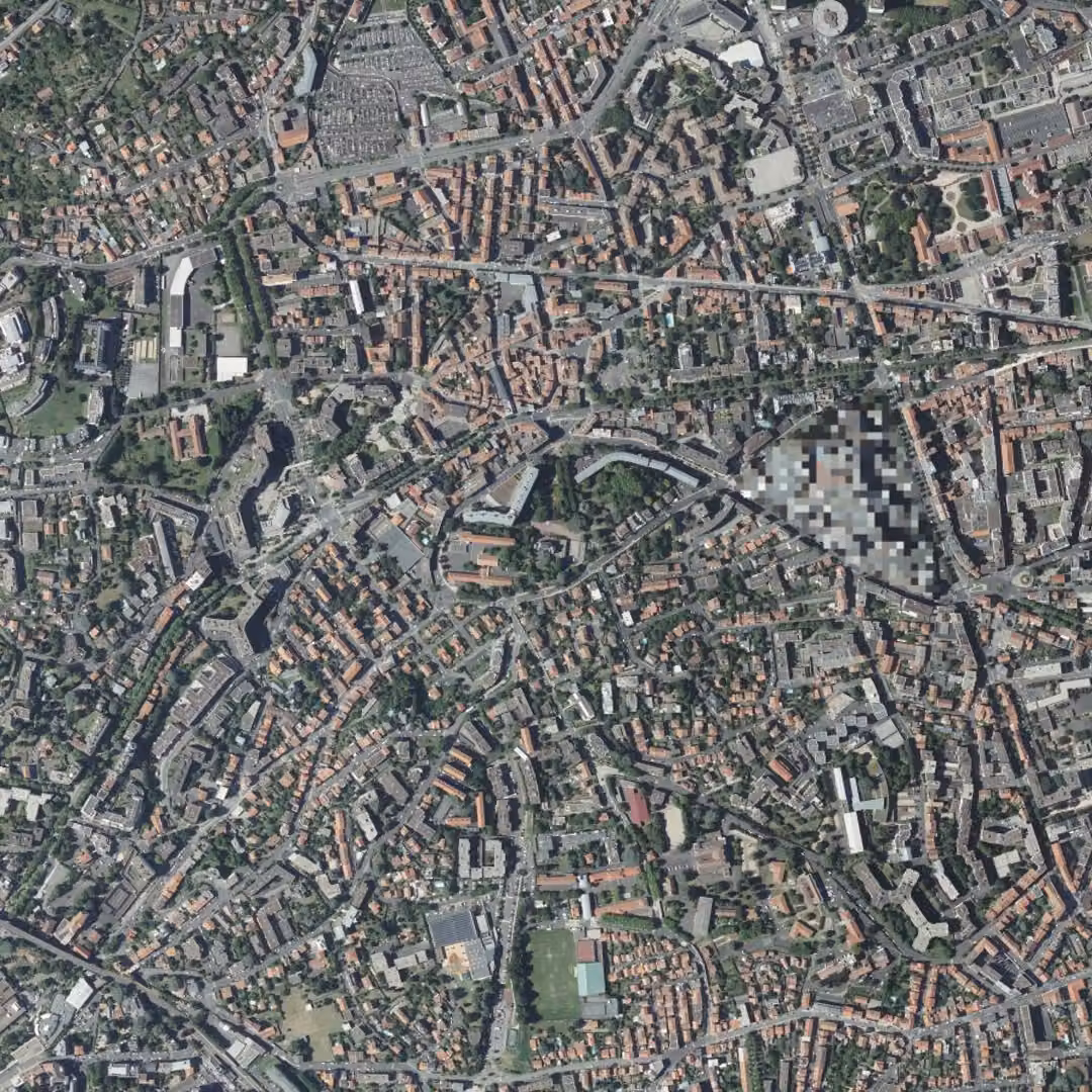 Chamalières aujourd'hui, le centre vu du ciel