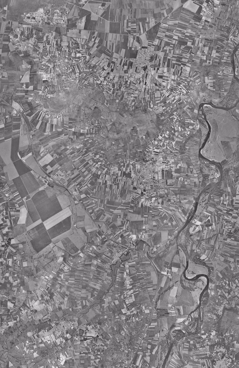 Cournon-d'Auvergne en 1954, le territoire vu du ciel, au même cadrage