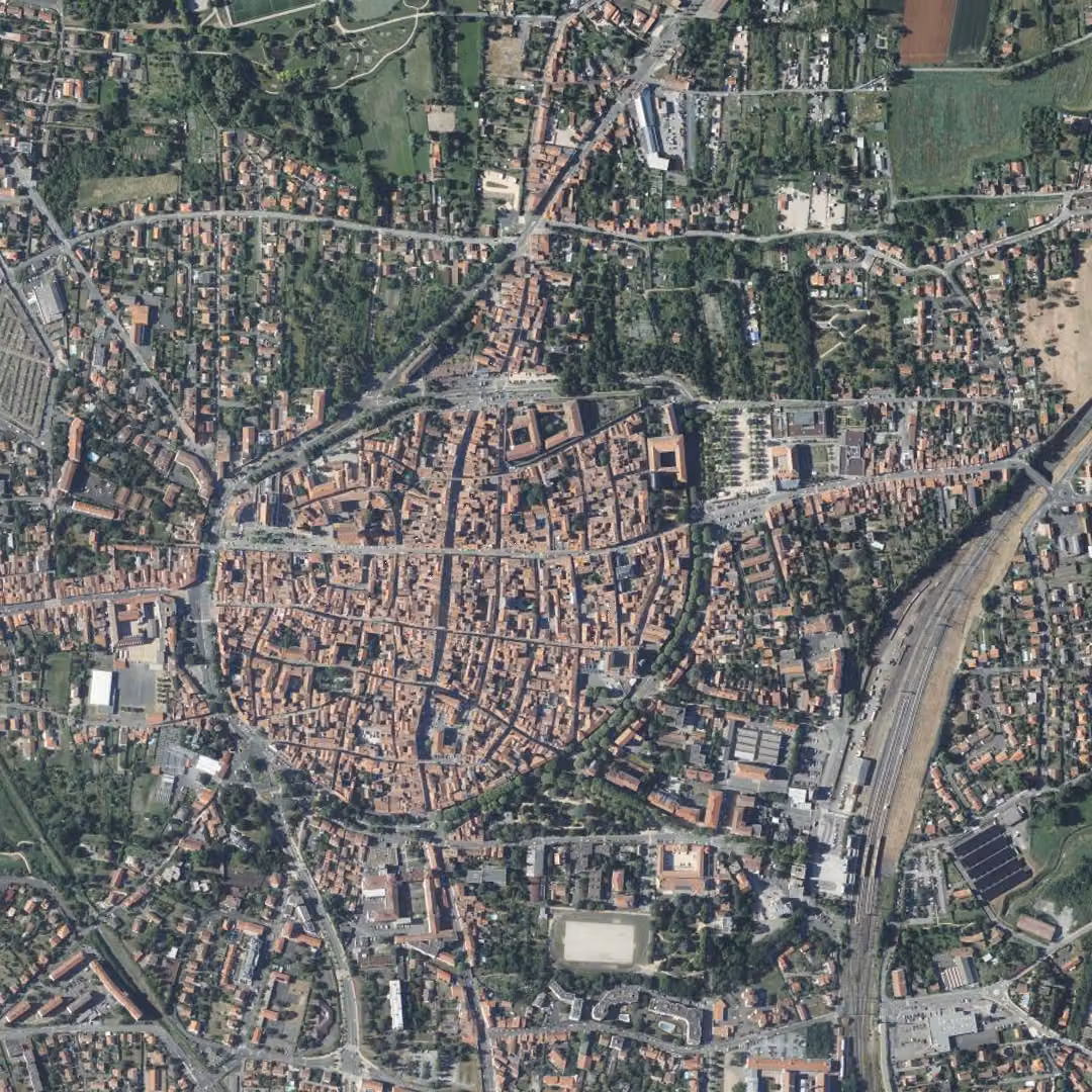 Riom aujourd'hui, le centre vu du ciel